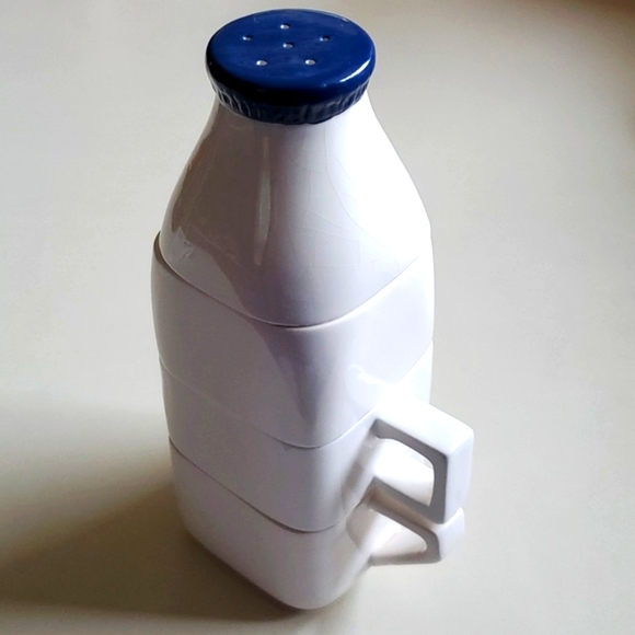 STACKING 2 CUPS, SUGAR SPRINKLER & CREAMER STACK TO MAKE A MILK BOTTLE - Picture 10 of 16